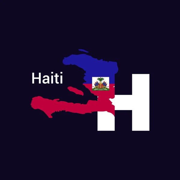 海地最初的字母国家与地图和旗子 — 图库矢量图片