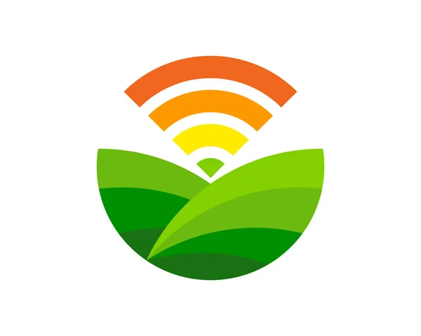 Fazenda Wifi Ícone Logotipo Design — Vetor de Stock