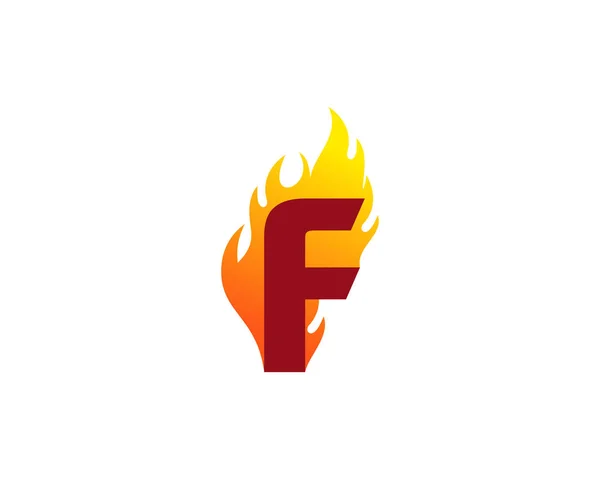 Brief Fire Flame Pictogram Embleemontwerp — Stockvector