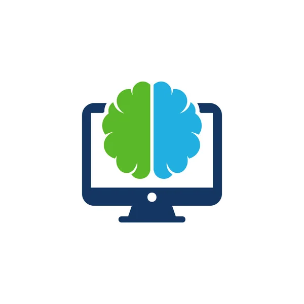 コンピューター脳ロゴ アイコン デザイン — ストックベクタ