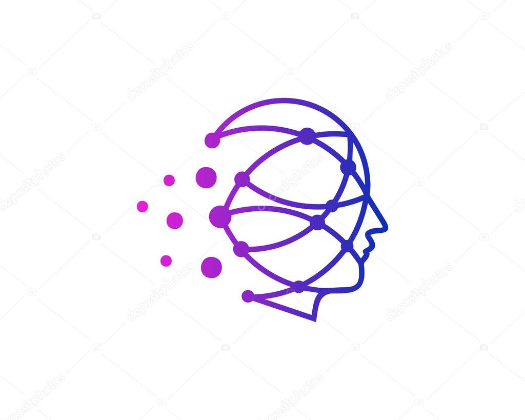 Digital Human Head Logo Icon Design