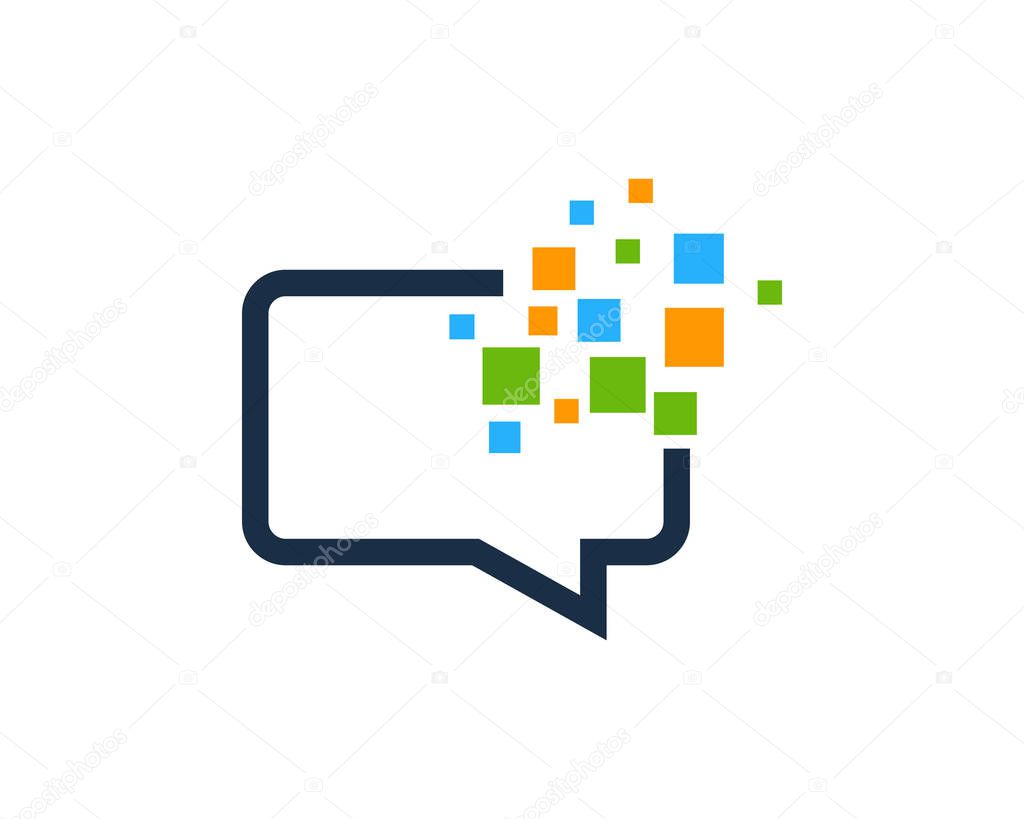 Pixel Chat Logo Icon Design