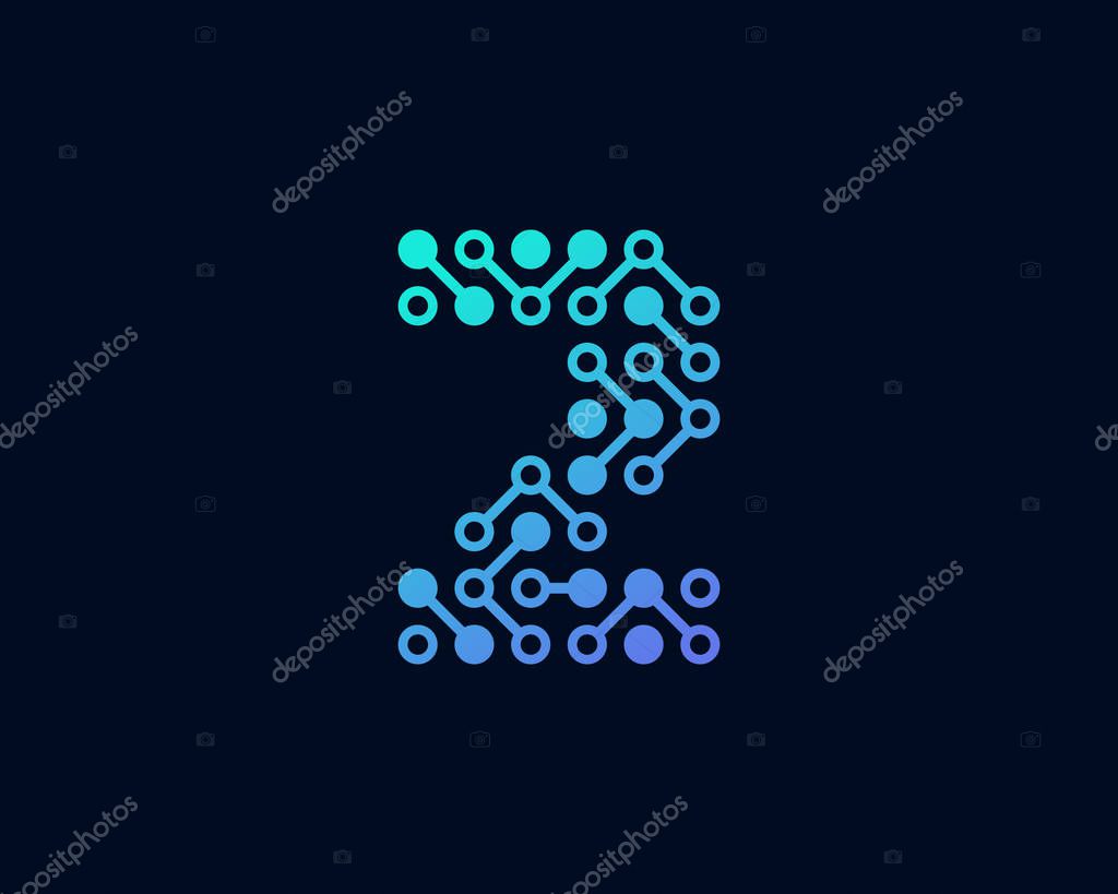 2 Circuit Digital Number Logo Icon Design