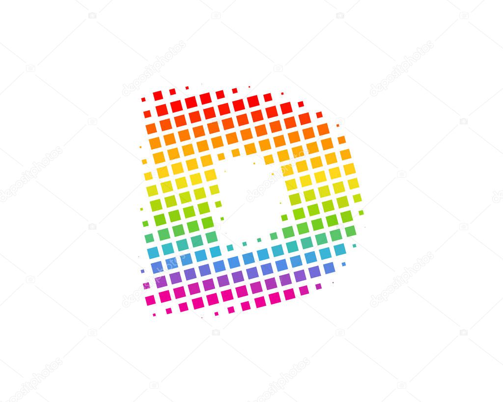 Halftone Letter  d   Colorful Dot Icon Logo Design Element