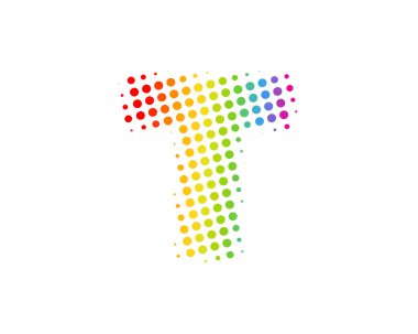 Yarı ton mektup t renkli nokta simgesini Logo tasarım öğesi