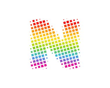 Yarı ton mektup n renkli nokta simgesini Logo tasarım öğesi