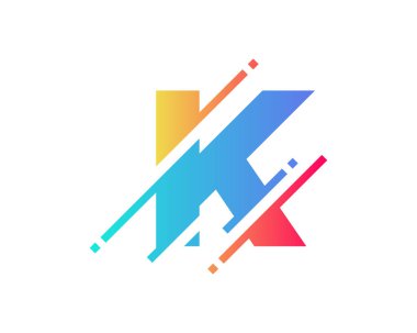 Dijital mektup k Pixel simgesi Logo tasarım öğesi