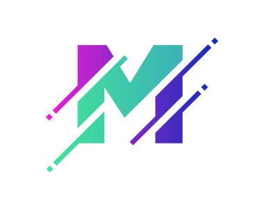 Dijital mektup m Pixel simgesi Logo tasarım öğesi