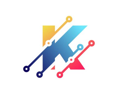 Dijital mektup k Pixel simgesi Logo tasarım öğesi