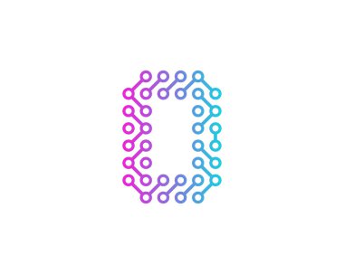 0 devre teknoloji mektup ve sayı Logo simge tasarım