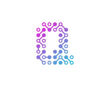 Devre dijital harf q simgesi Logo tasarım öğesi 