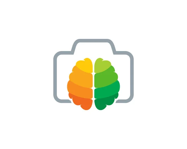写真脳ロゴ アイコン デザイン — ストックベクタ