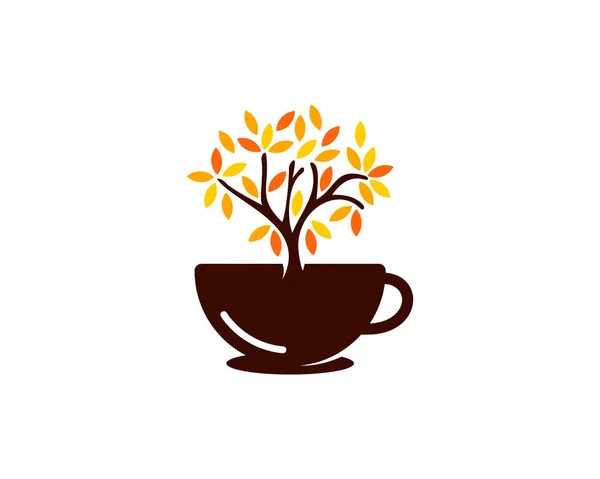 Diseño Del Icono Del Logotipo Del Café Del Árbol — Archivo Imágenes Vectoriales