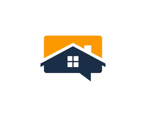 Chat House Home Logo Ikon Design — Stock vektor