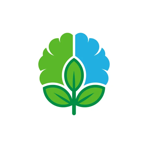 绿色大脑徽标图标设计 — 图库矢量图片