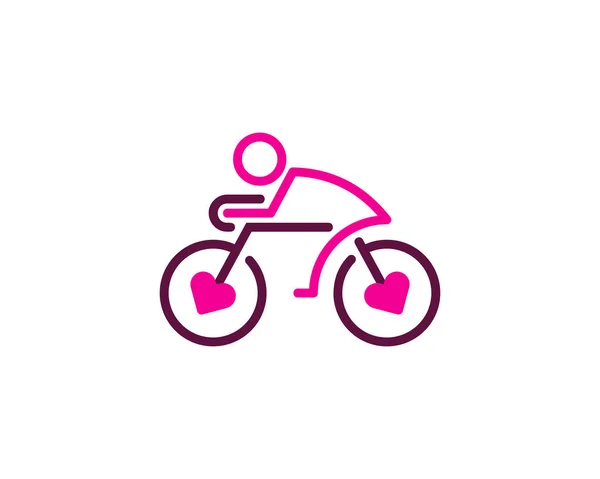 Romantische Fiets Embleemontwerp Pictogram — Stockvector