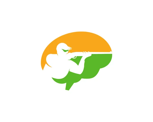 Gehirn Jagd Logo Ikone Design — Stockvektor