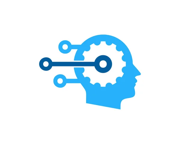Technologię Human Head Logo Ikona Designu — Wektor stockowy