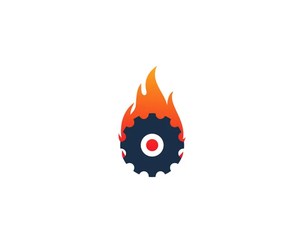 Diseño Del Icono Del Logotipo Del Engranaje Fuego — Vector de stock