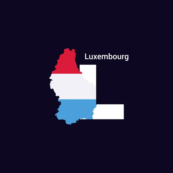 Luxemburg Anfangsbuchstabe Land Mit Karte Und Flagge — Stockvektor