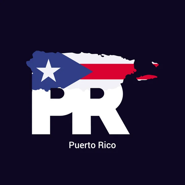 Porto Rico Carta Inicial País Com Mapa Bandeira — Vetor de Stock