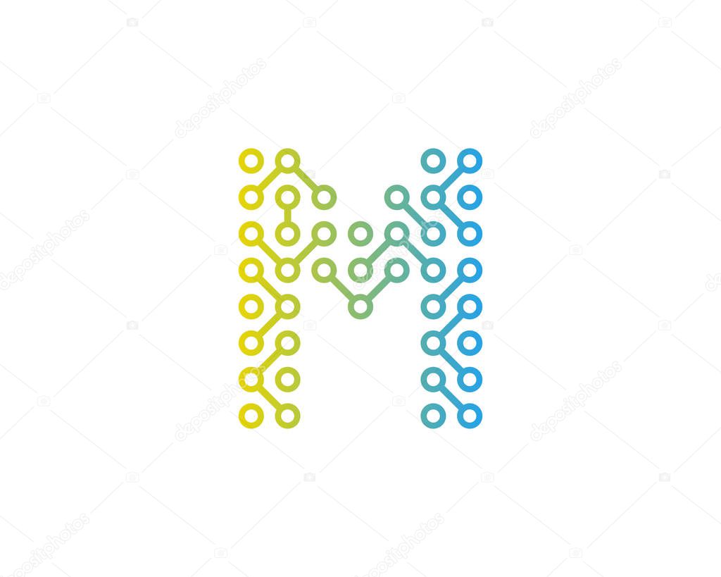 Circuit Technology Letter m   Icon Logo Design Element
