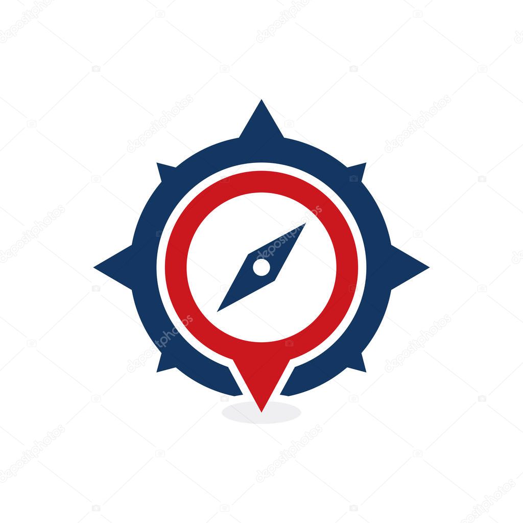 Pin Compass Logo Icon Design