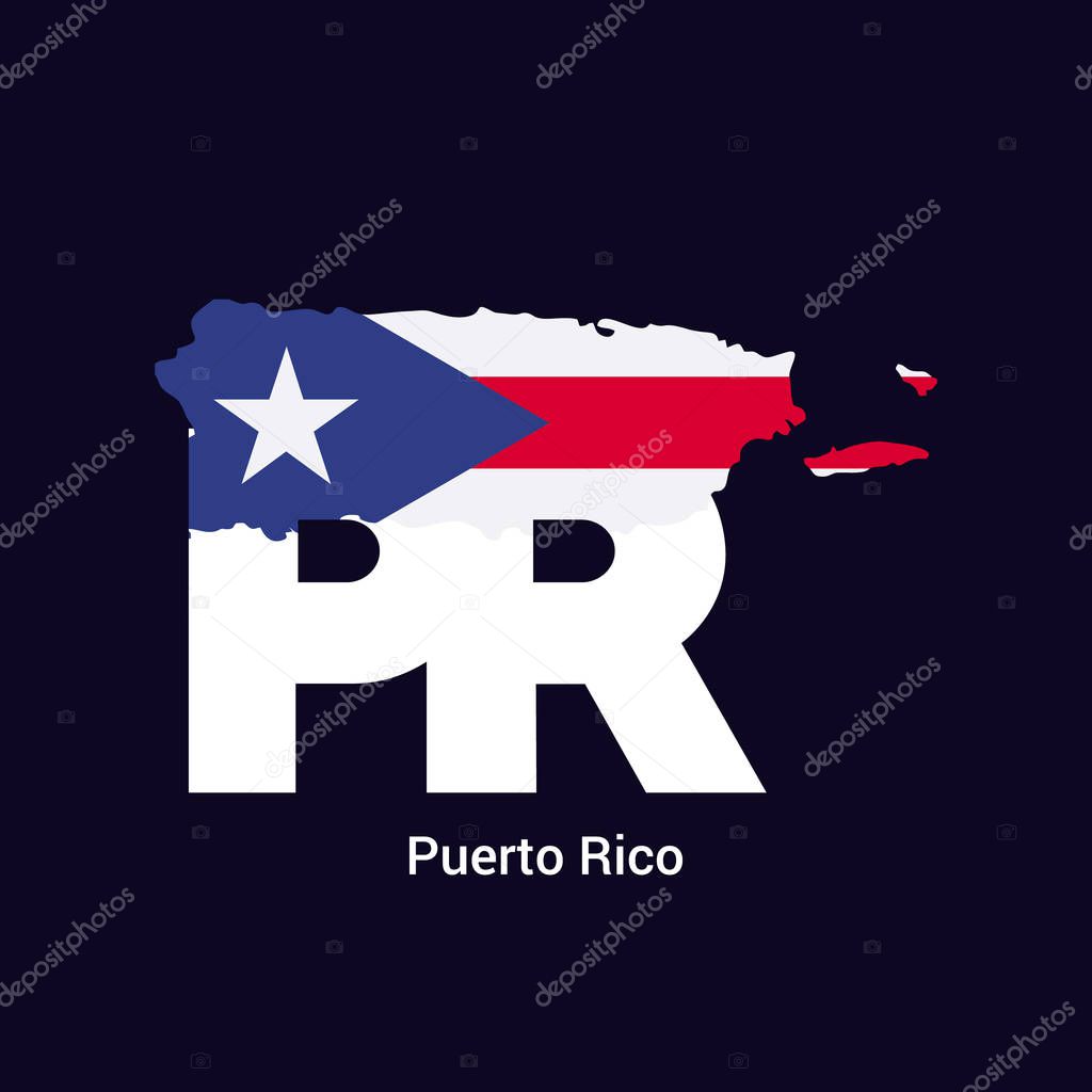 Puerto Rico Initial Letter Country With Map And Flag