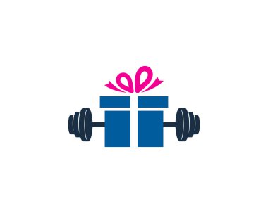 Gift Barbell Logo Icon Design vector