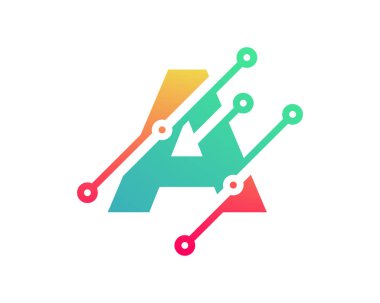 Dijital mektup bir piksel simgesi Logo tasarım öğesi