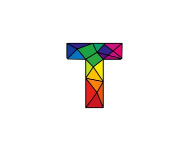 T renkli düşük poli Logo simge tasarım