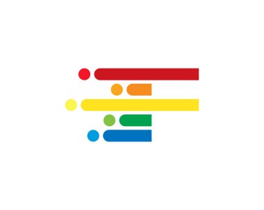 Renkli çizgi f harfi hareket piksel Logo tasarım şablonu