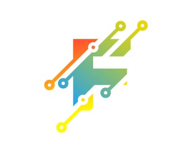 Dijital harfi f piksel simgesi Logo tasarım öğesi