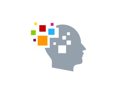 Piksel insan kafası Logo simge tasarım