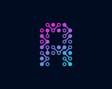 Devre teknoloji mektup simgesi Logo tasarım öğesi