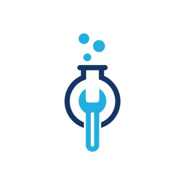 Laboratuvar şişesi simgesi Logo tasarım öğesi. Vektör çizim