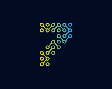 7 devre teknoloji numara Logo simge tasarım