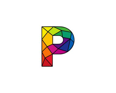 P renkli düşük poli Logo simge tasarım