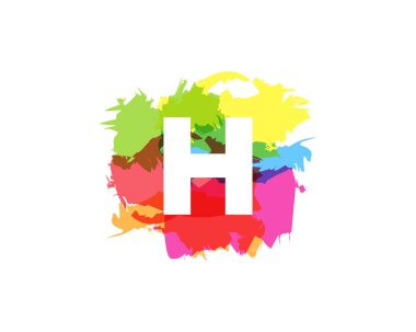 H harfi renkli boya kontur simgesini Logo tasarım öğesi