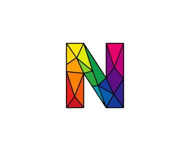 N renkli düşük poli Logo simge tasarım