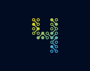4 devre dijital numara Logo simge tasarım