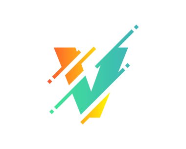 Dijital harf v piksel simgesi Logo tasarım öğesi