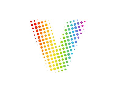 Yarı ton harf v renkli nokta simgesini Logo tasarım öğesi