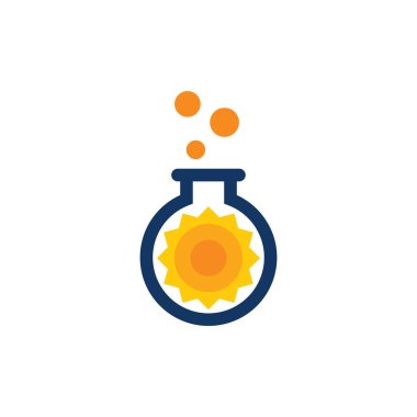 Laboratuvar şişesi simgesi Logo tasarım öğesi. Vektör çizim