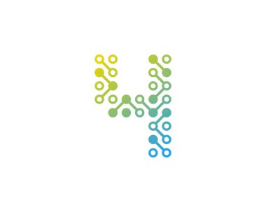 Sayısal sayı dört kutsal kişilerin resmi Logo tasarım öğesi devre 