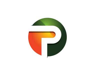 Mektup p 3d daire Logo tasarım şablonu