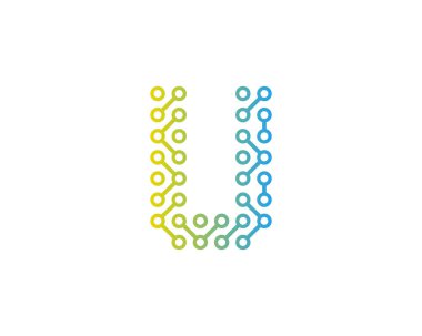 Devre teknoloji mektup u kutsal kişilerin resmi Logo tasarım öğesi