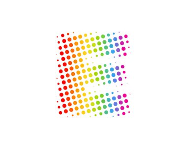 Yarı ton mektup e renkli nokta simgesini Logo tasarım öğesi