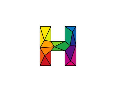 H renkli düşük poli Logo simge tasarım