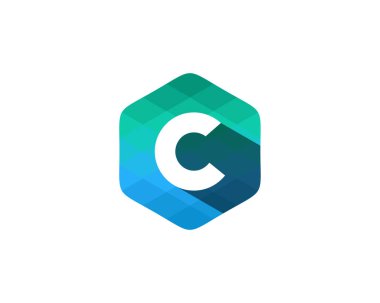 Altıgen piksel harfi c gölge simgesi Logo tasarım öğesi 